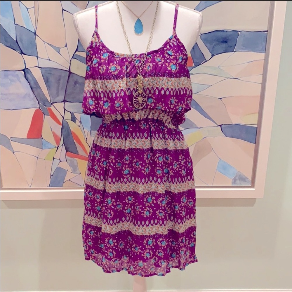 💗2 FOR $10 SALE💗 Mossimo Floral Purple Spaghetti Strap Dress